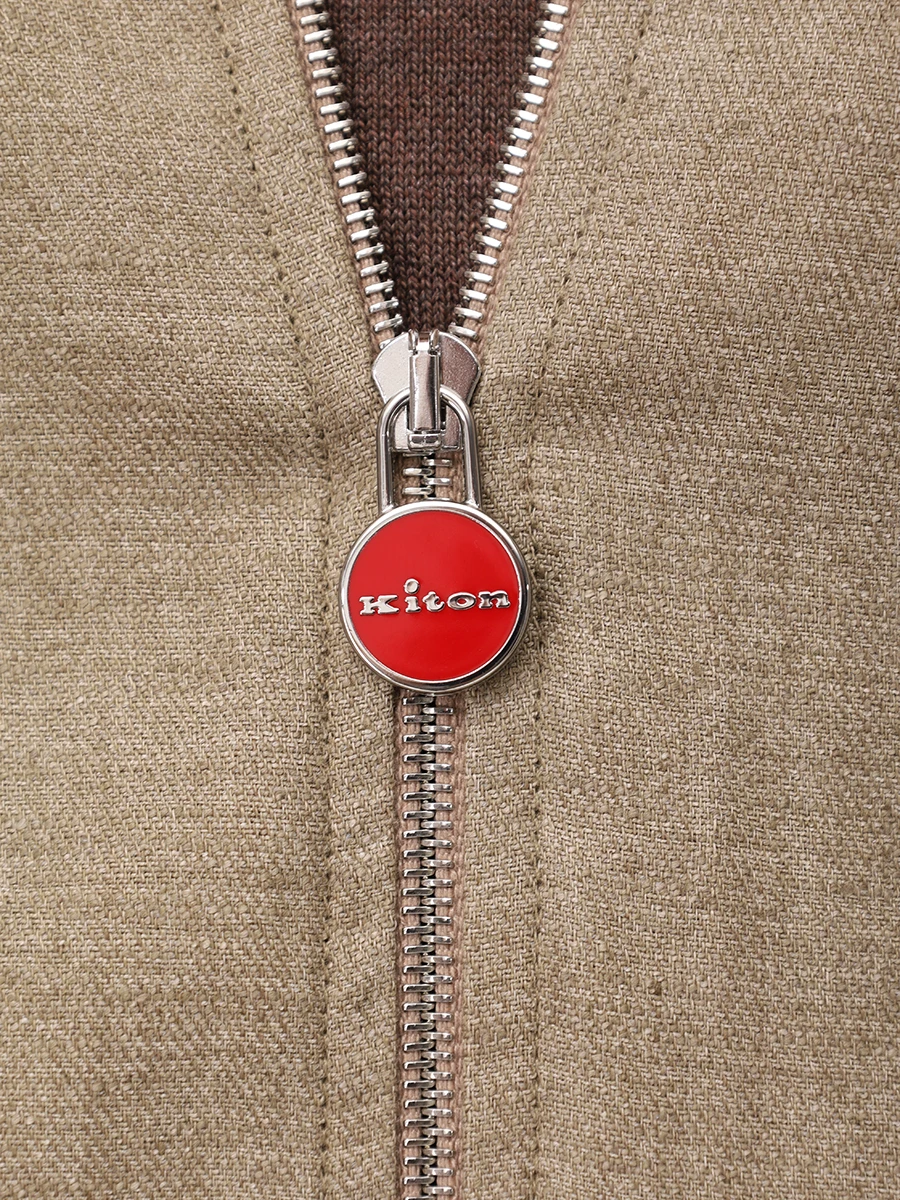 Бомбер льняной KITON UGO001H0921607000 Бежевый  Фото 6