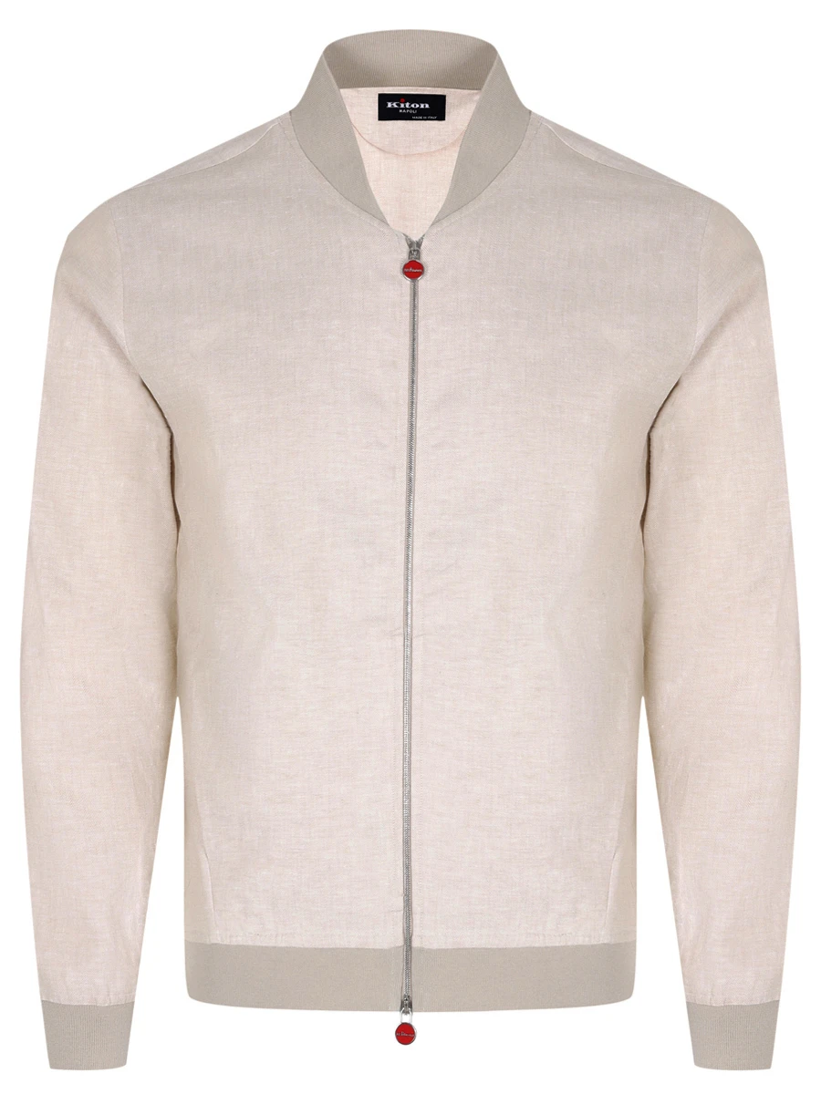 Бомбер льняной KITON UGO001H0921605000 Бежевый 