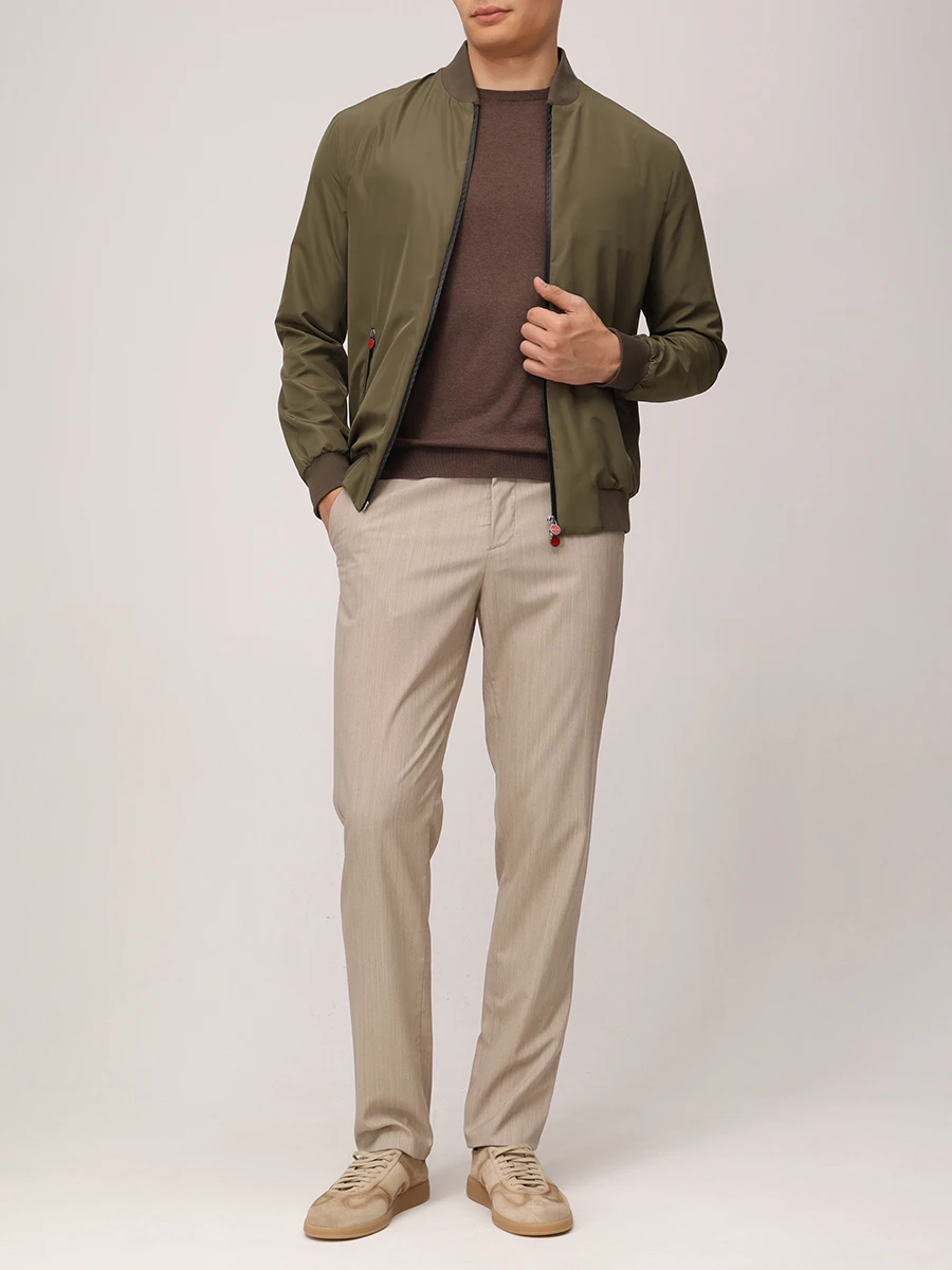 Бомбер однотонный KITON UBLMSEAK0750F08002 Зеленый  Фото 2