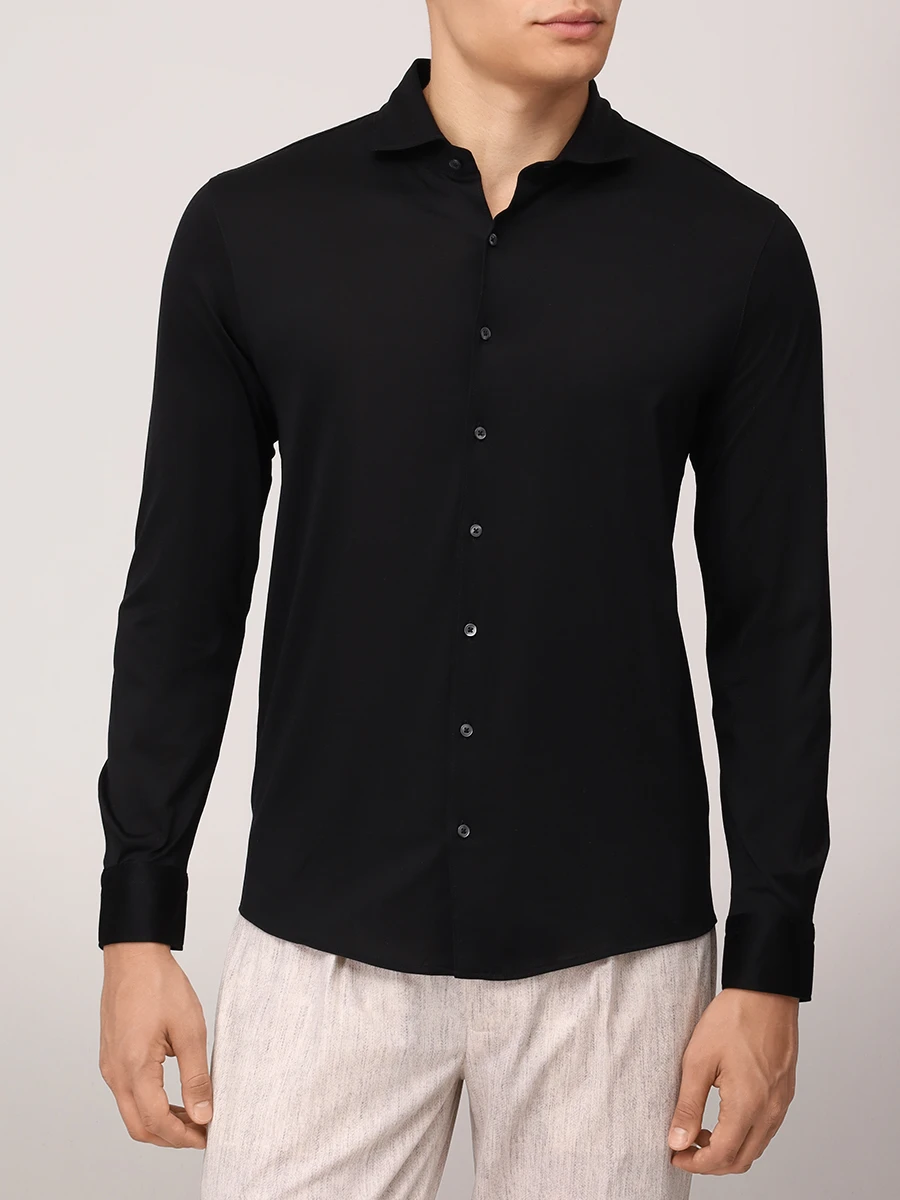 Рубашка Slim Fit хлопковая BARBA 74001/60510/0099 Черный  Фото 4