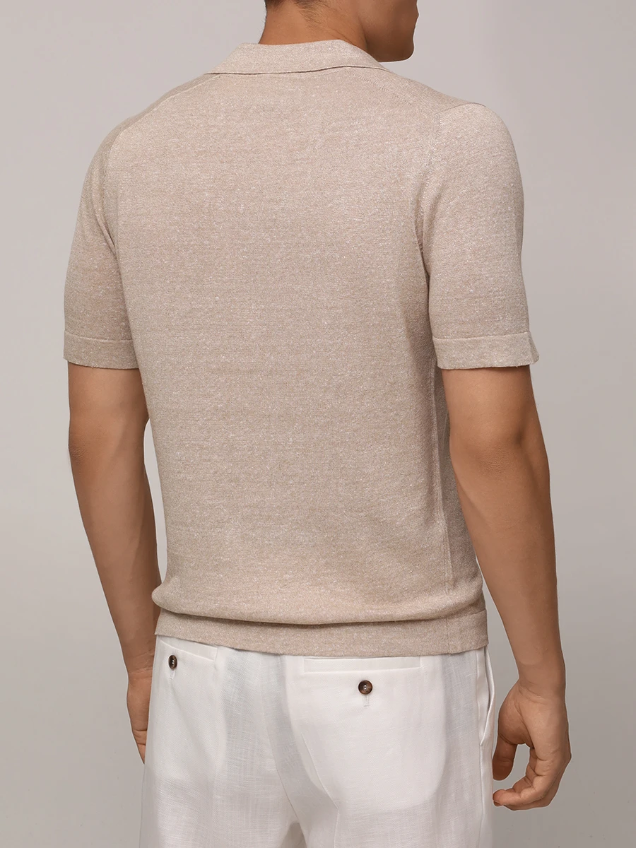 Рубашка из хлопка и льна BARBA 18637/57584/0109 Бежевый  Фото 3