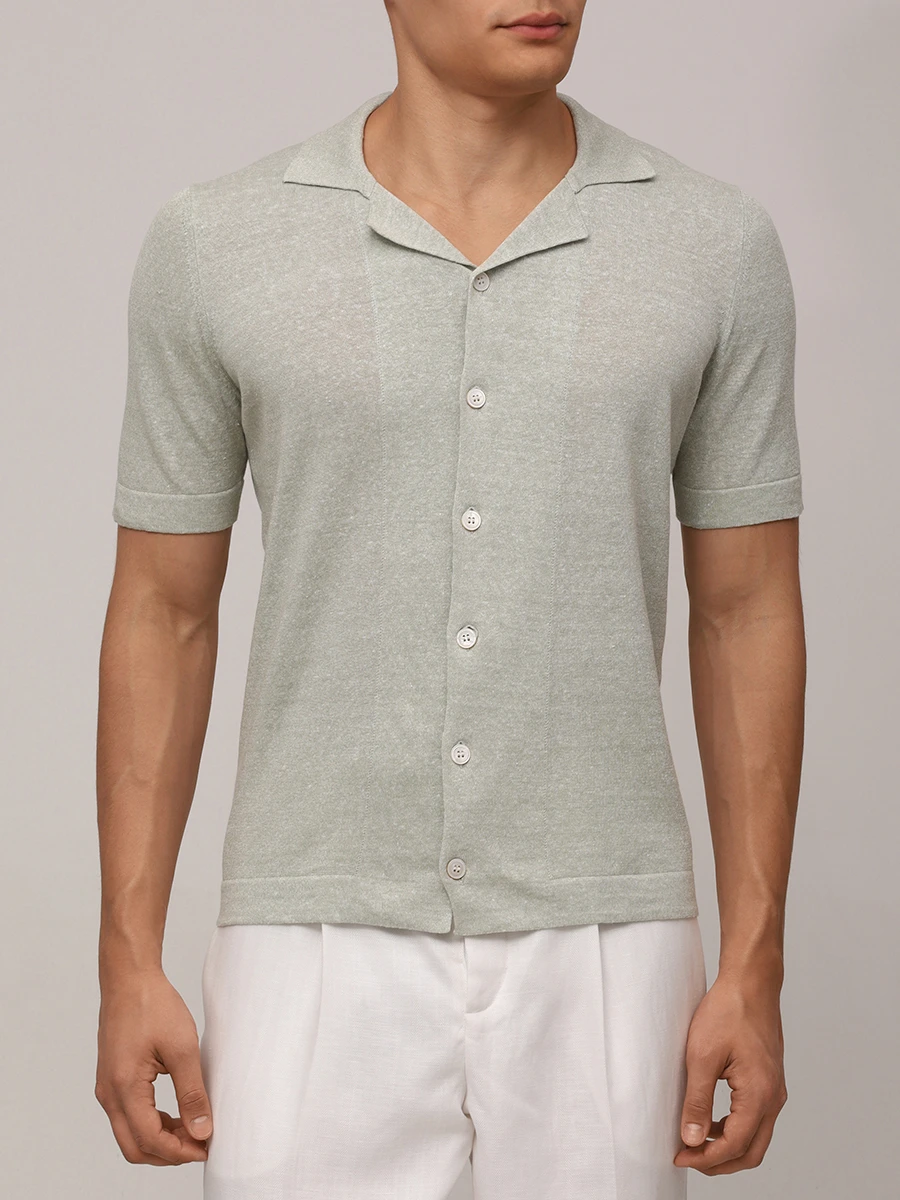 

Рубашка из хлопка и льна, Зеленый, 18637/57584/0410 Светло-