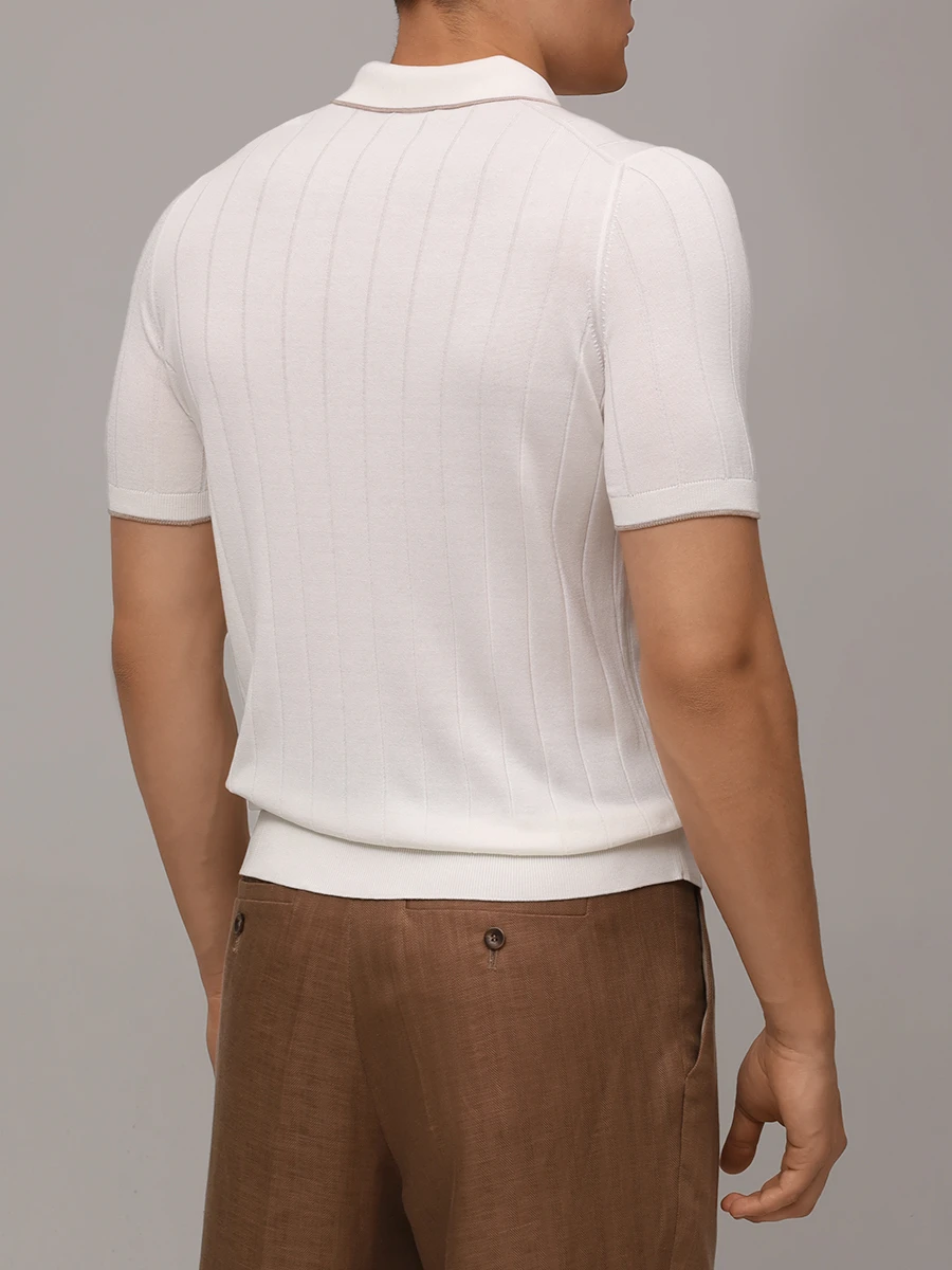 Поло шелковое BARBA 23510/43528/0005 Белый  Фото 3