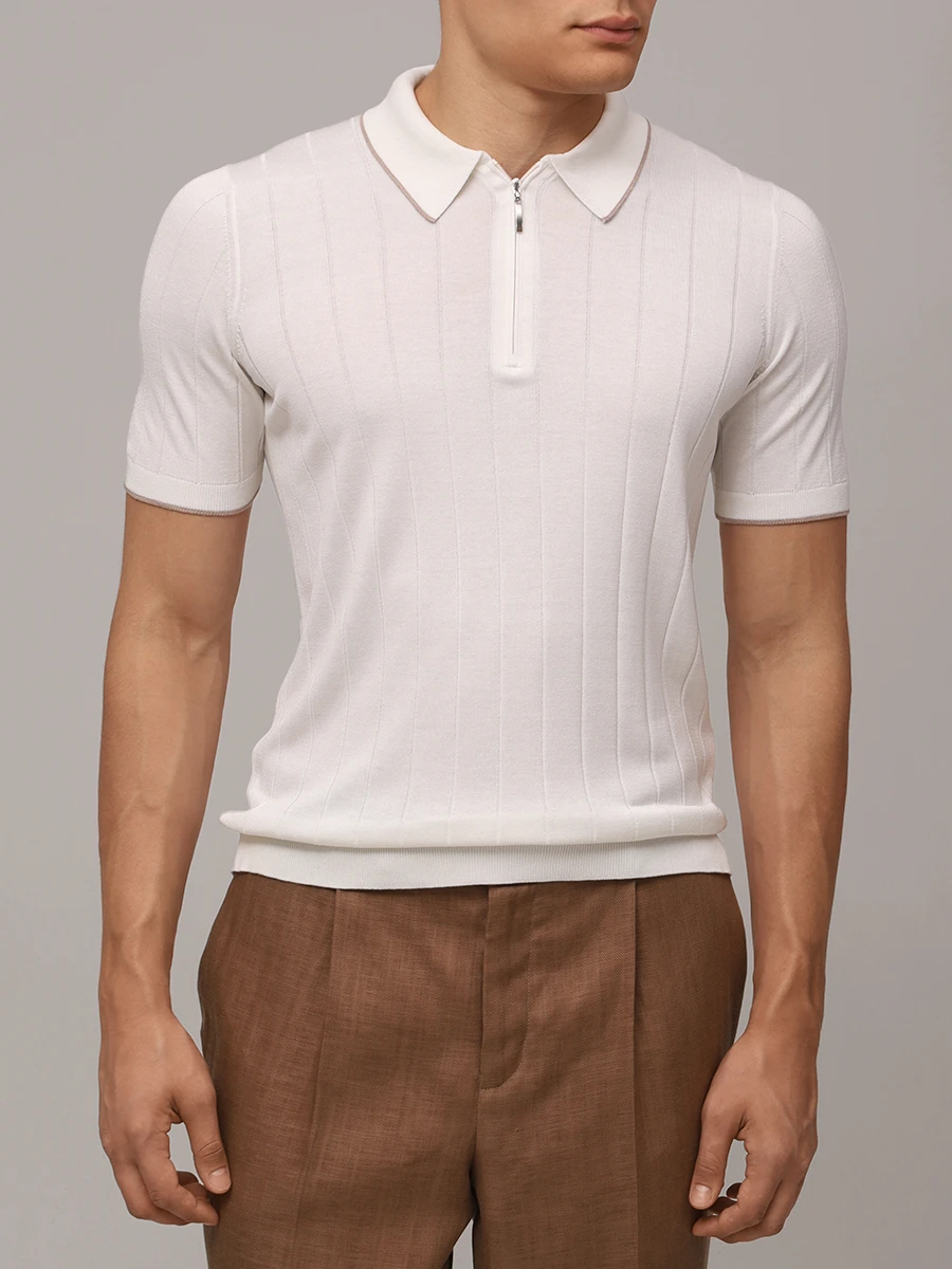 Поло шелковое BARBA 23510/43528/0005 Белый  Фото 4