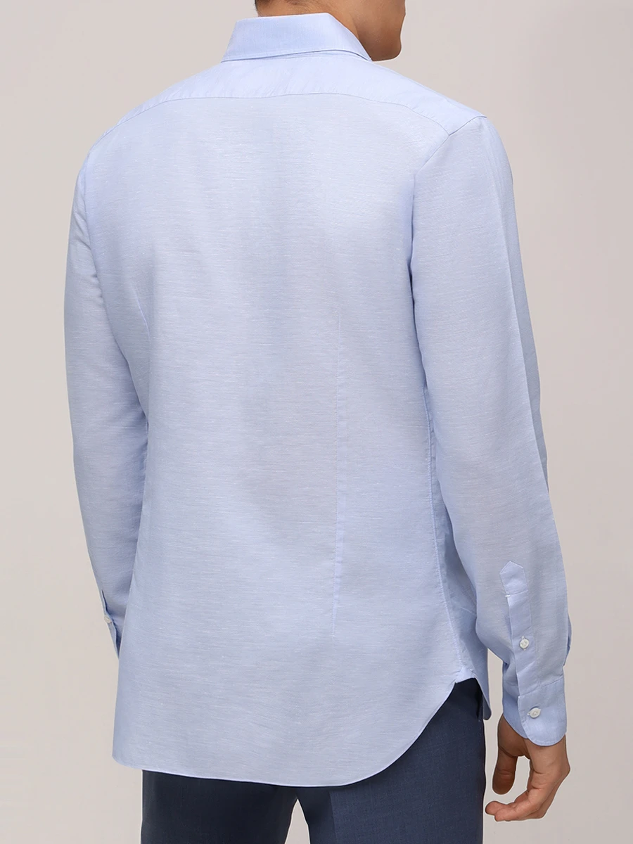 

Рубашка Slim Fit из хлопка и льна, Голубой, NSFR2P0147125/0002