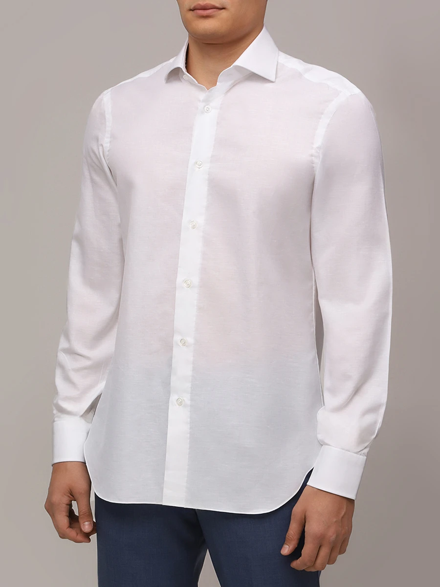 Рубашка из хлопка и льна BARBA D2U13P0147129/0001 Белый  Фото 4