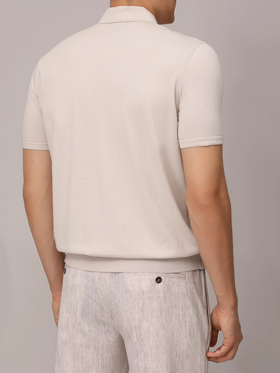 Поло из хлопка и шелка BERTOLO LUXURY MENSWEAR 902452/002472/0081 Бежевый  Фото 3