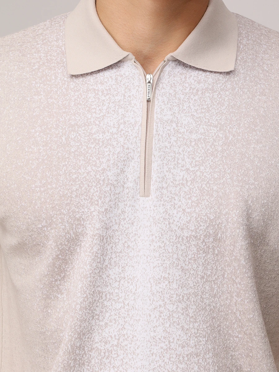 Поло из хлопка и шелка BERTOLO LUXURY MENSWEAR 902452/002472/0081 Бежевый  Фото 5