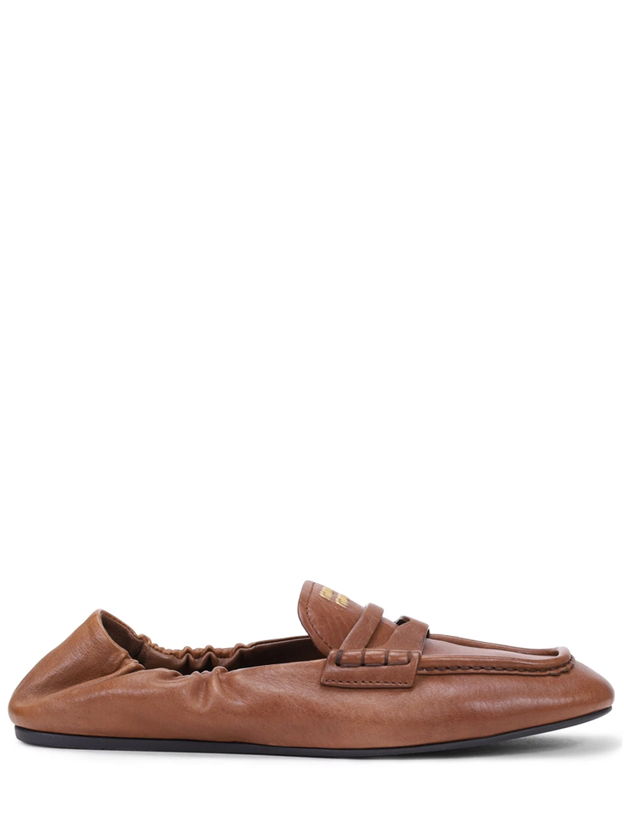 Мокасины кожаные MIU MIU 5D341EF005EFX F0316 Коричневый 
