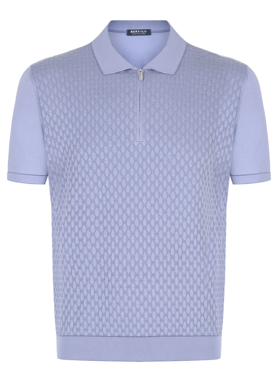 Поло из хлопка и шелка BERTOLO LUXURY MENSWEAR 902200/002054/1185 Голубой 