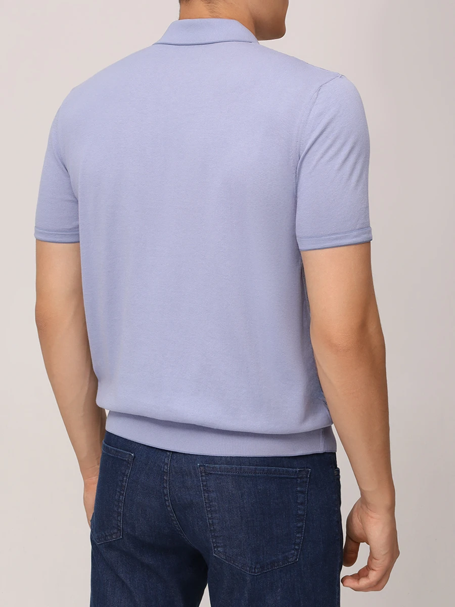 Поло из хлопка и шелка BERTOLO LUXURY MENSWEAR 902200/002054/1185 Голубой  Фото 3