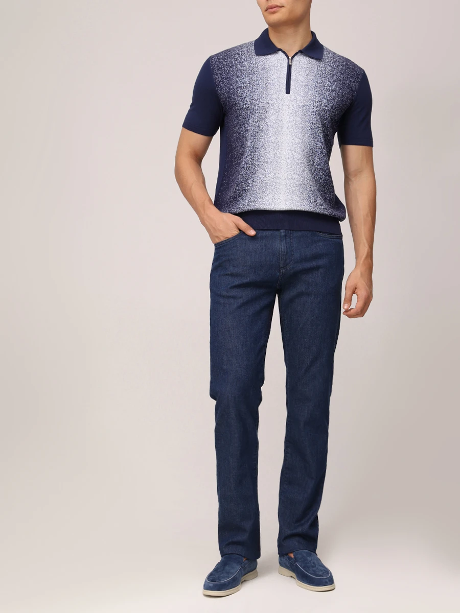 Поло из хлопка и шелка BERTOLO LUXURY MENSWEAR 902452/002472/1257 Синий  Фото 2