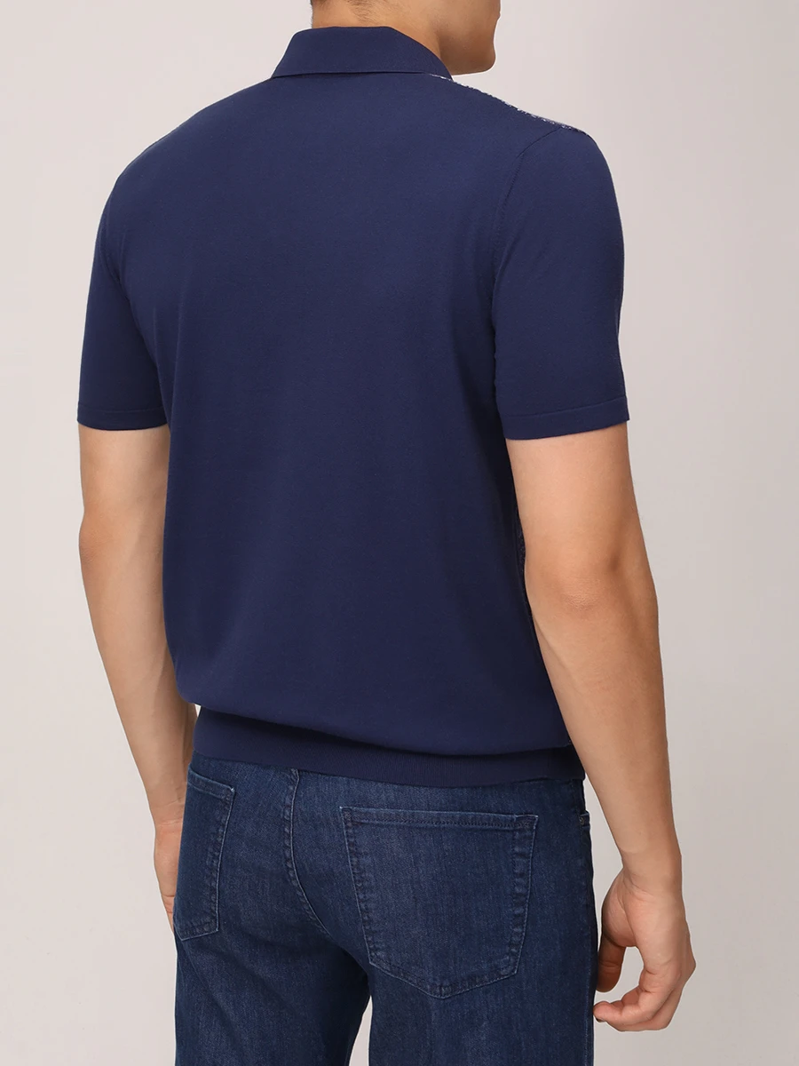 Поло из хлопка и шелка BERTOLO LUXURY MENSWEAR 902452/002472/1257 Синий  Фото 3