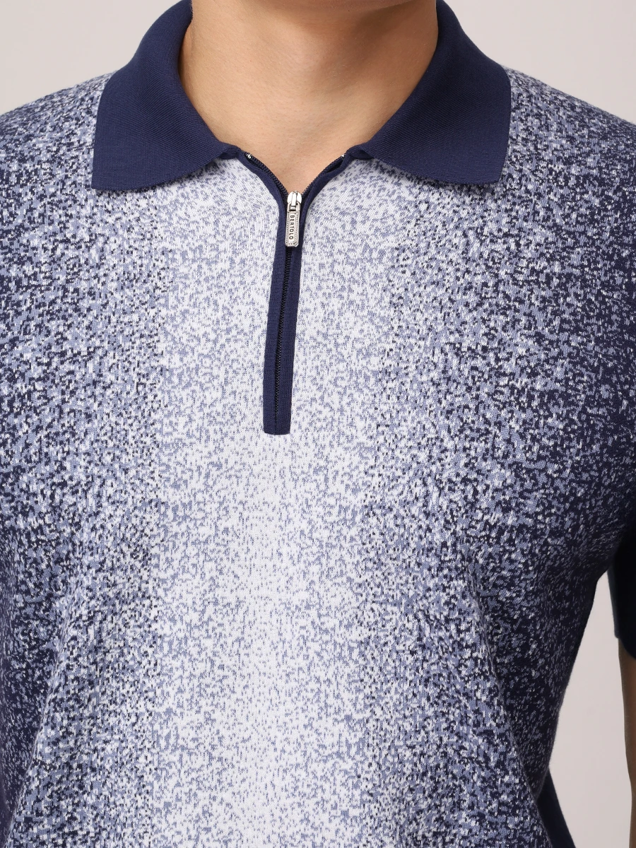 Поло из хлопка и шелка BERTOLO LUXURY MENSWEAR 902452/002472/1257 Синий  Фото 5