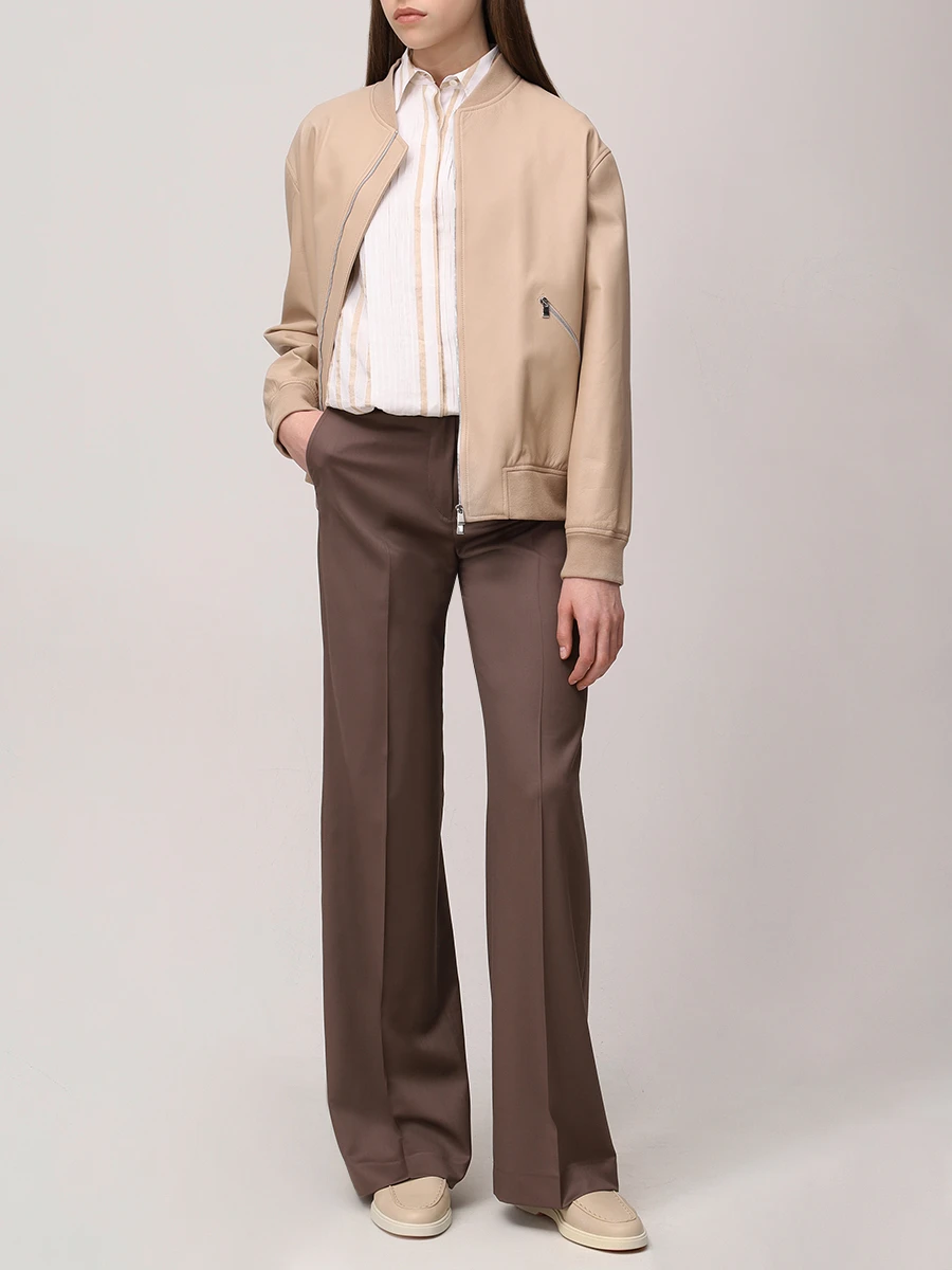 Куртка кожаная KITON D59674K0920F029 Бежевый  Фото 2