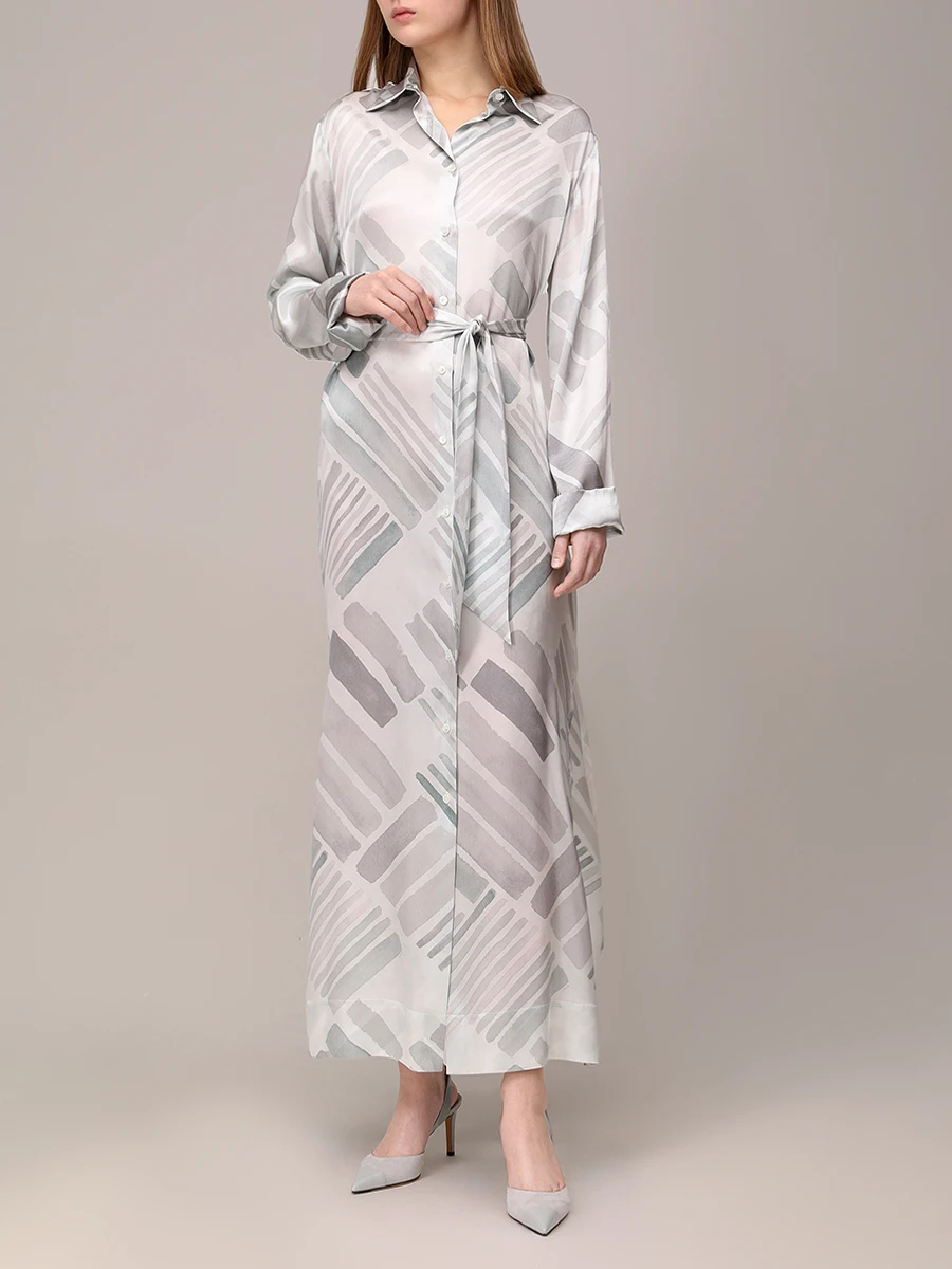 Платье шелковое KITON D58357K0926E02000 Голубой  Фото 2