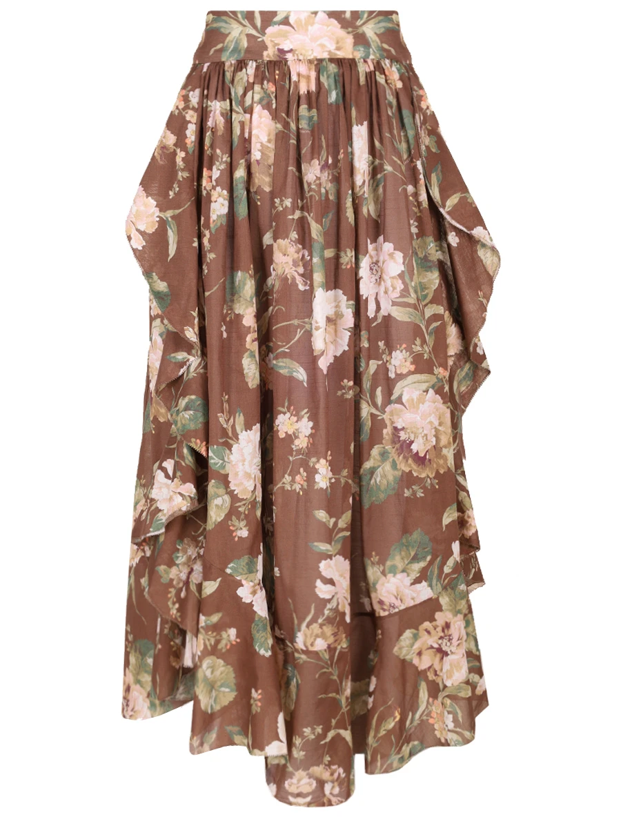 Юбка хлопковая ZIMMERMANN 1488SRS252 Коричневый 