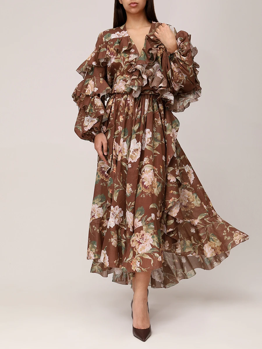 Юбка хлопковая ZIMMERMANN 1488SRS252 Коричневый  Фото 2