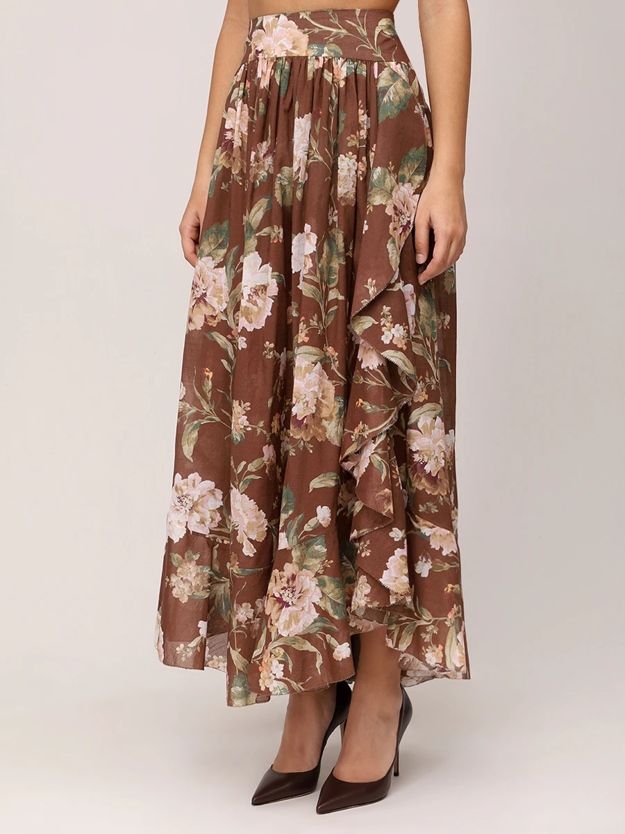 Юбка хлопковая ZIMMERMANN 1488SRS252 Коричневый  Фото 4