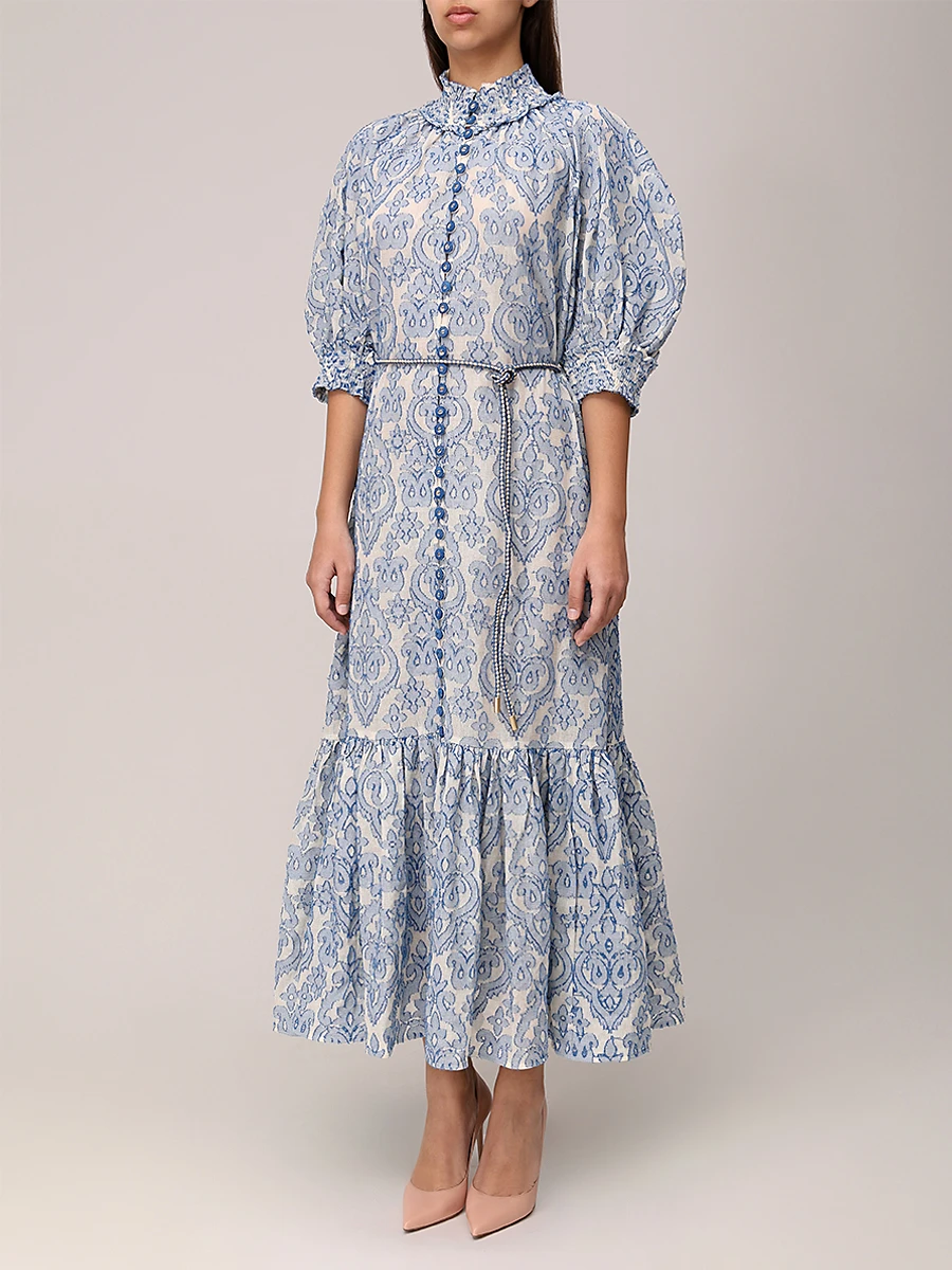 Платье хлопковое ZIMMERMANN 1744DRS251 Голубой  Фото 4