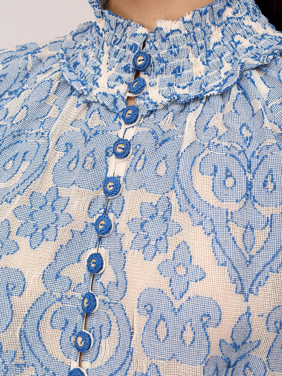 Платье хлопковое ZIMMERMANN 1744DRS251 Голубой  Фото 5