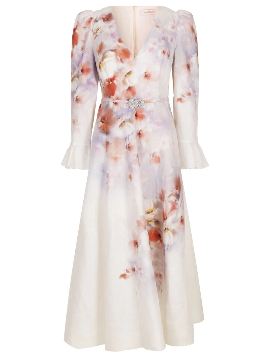 Платье льняное ZIMMERMANN 2344DR251 Мультиколор 