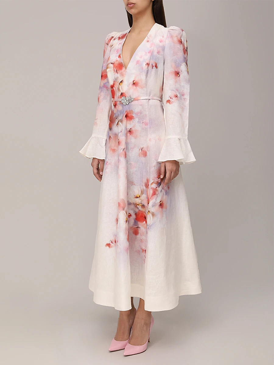 Платье льняное ZIMMERMANN 2344DR251 Мультиколор  Фото 4