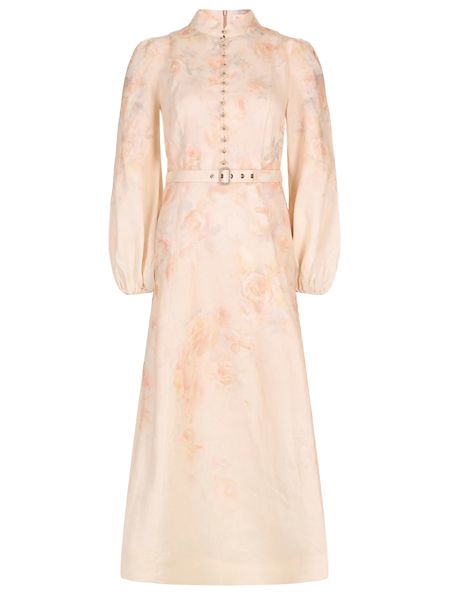 Платье льняное ZIMMERMANN 9143DR251 Бежевый 