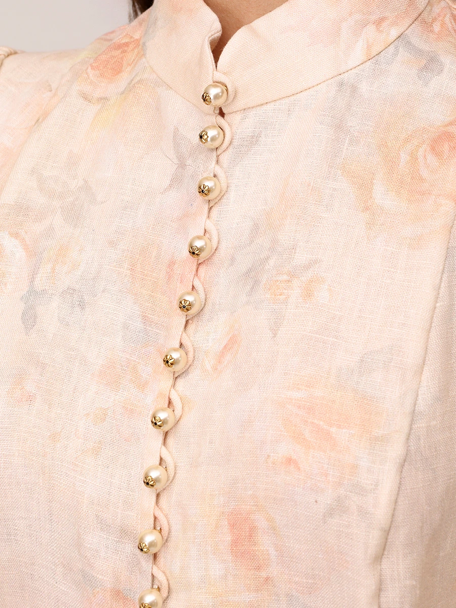 Платье льняное ZIMMERMANN 9143DR251 Бежевый  Фото 5