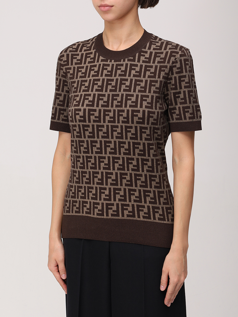 Джемпер хлопковый FENDI FZXC72ASJTF0GGE Коричневый  Фото 5