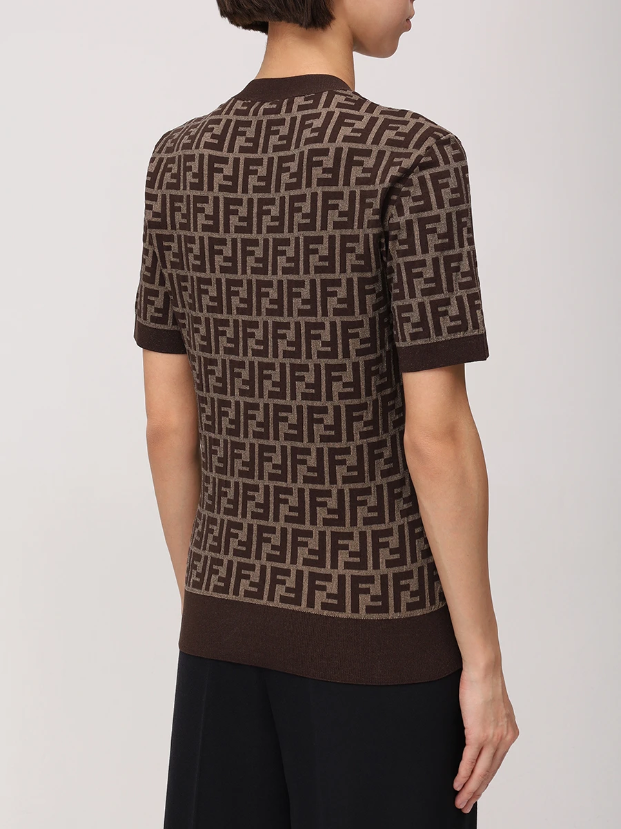 Джемпер хлопковый FENDI FZXC72ASJTF0GGE Коричневый  Фото 4