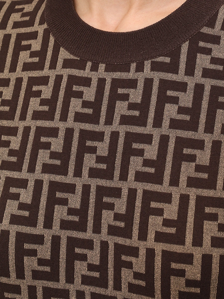 Джемпер хлопковый FENDI FZXC72ASJTF0GGE Коричневый  Фото 6