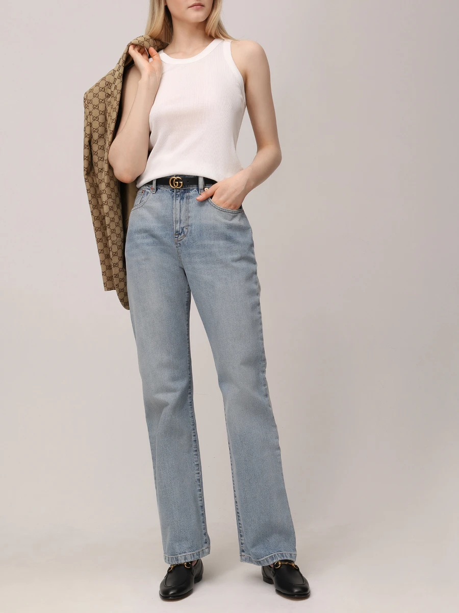Джинсы хлопковые GUCCI 810821XDC1H4011 Голубой  Фото 2