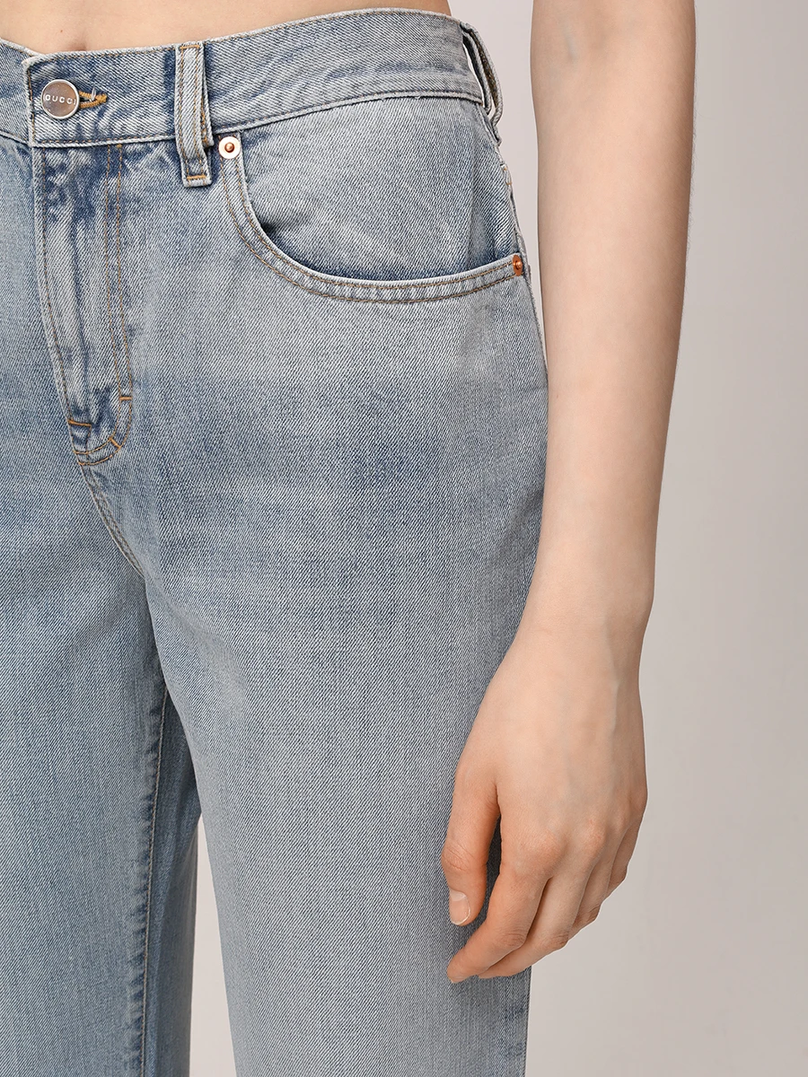Джинсы хлопковые GUCCI 810821XDC1H4011 Голубой  Фото 5