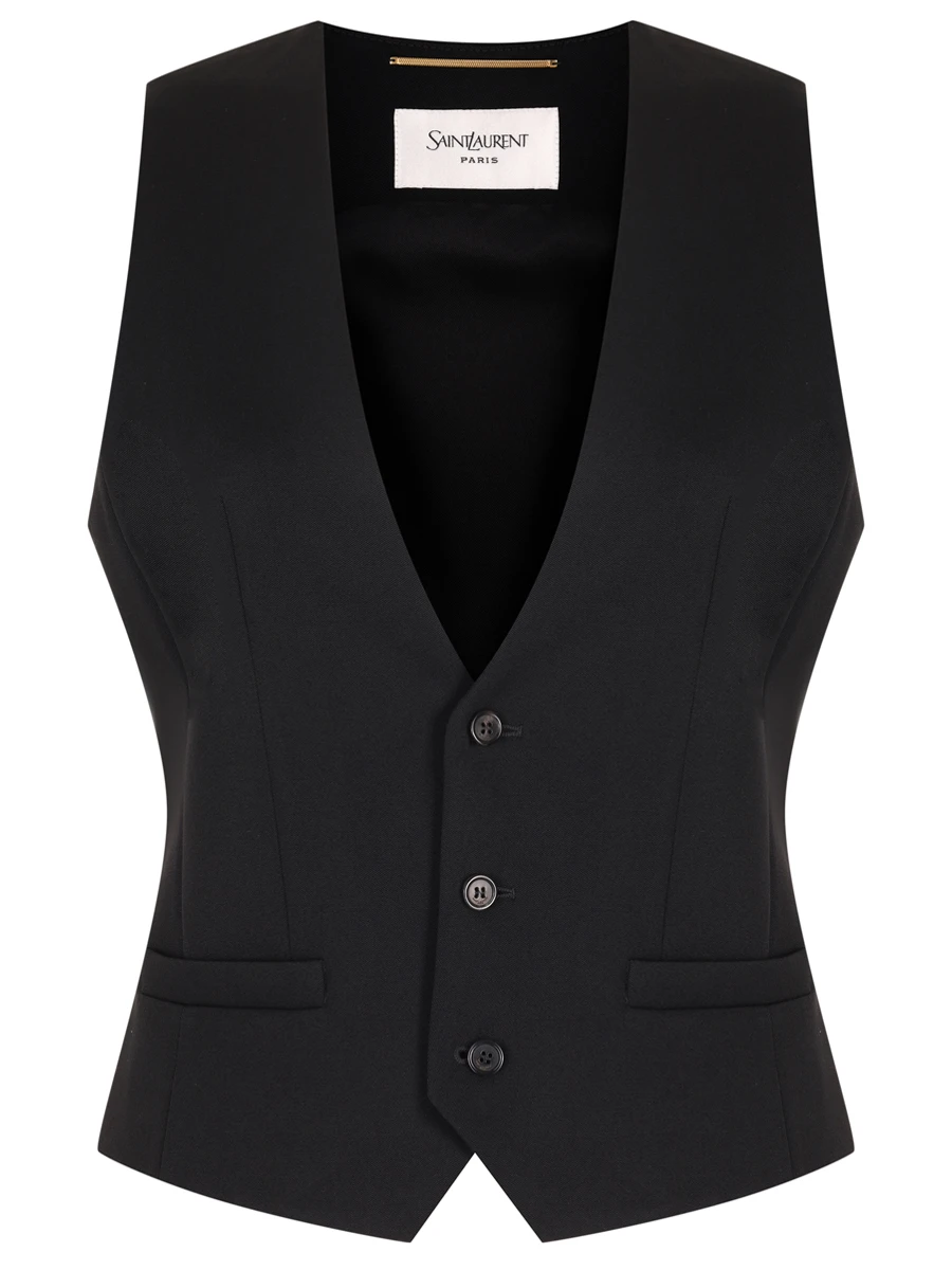 Жилет шерстяной SAINT LAURENT 818438-Y7E63-1000 Черный 