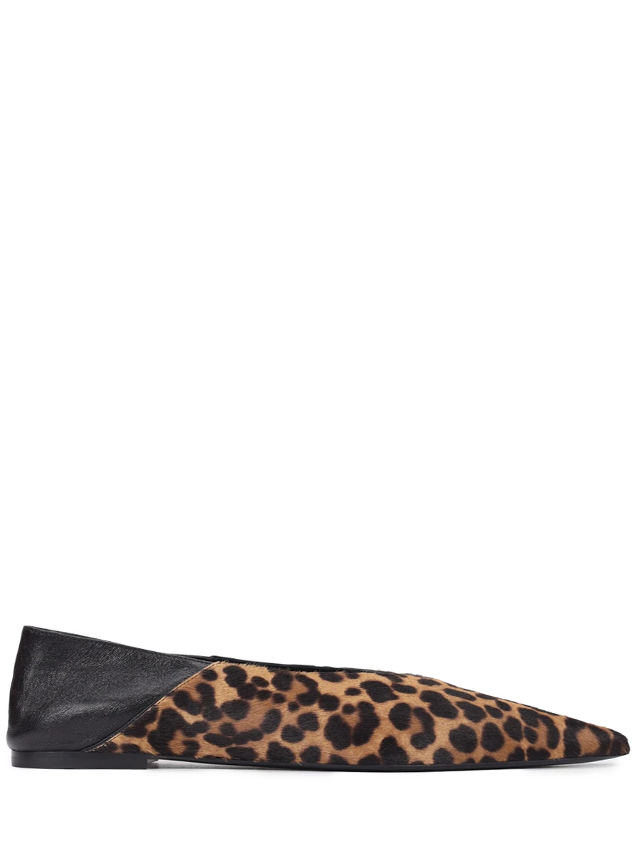Балетки кожаные SAINT LAURENT 819319-AAENO-9869 Анималистичный принт 