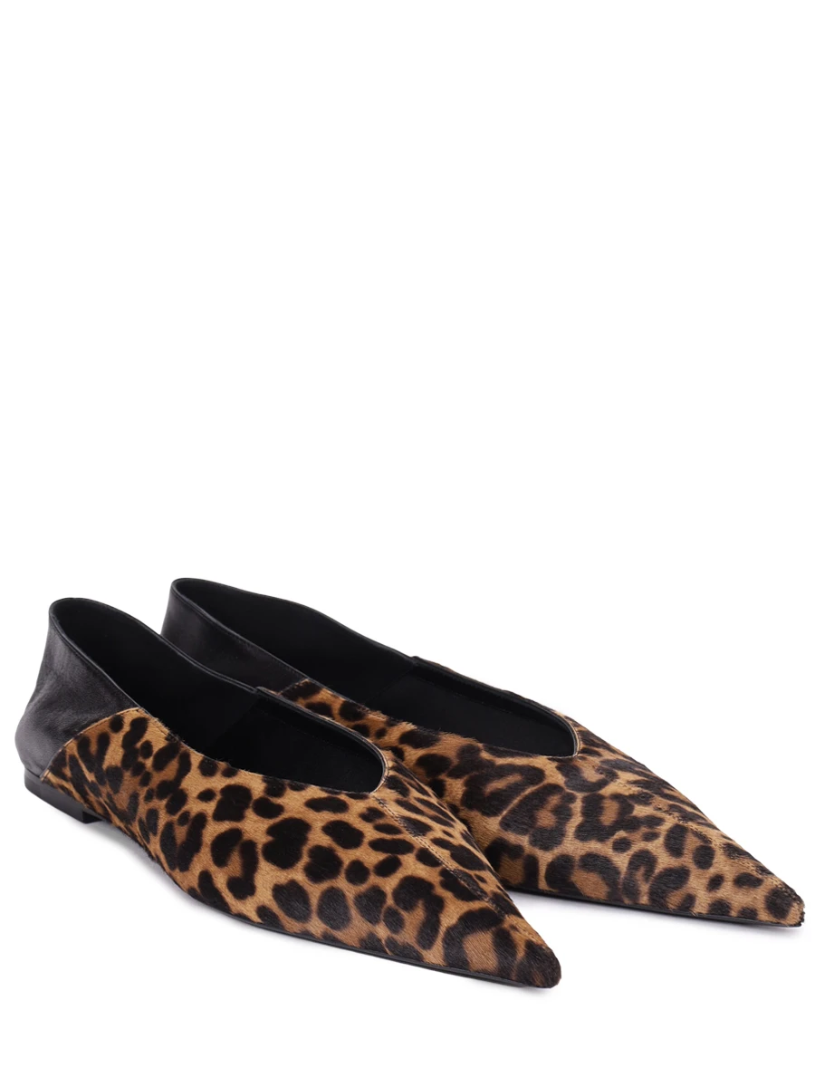 Балетки кожаные SAINT LAURENT 819319-AAENO-9869 Анималистичный принт  Фото 3