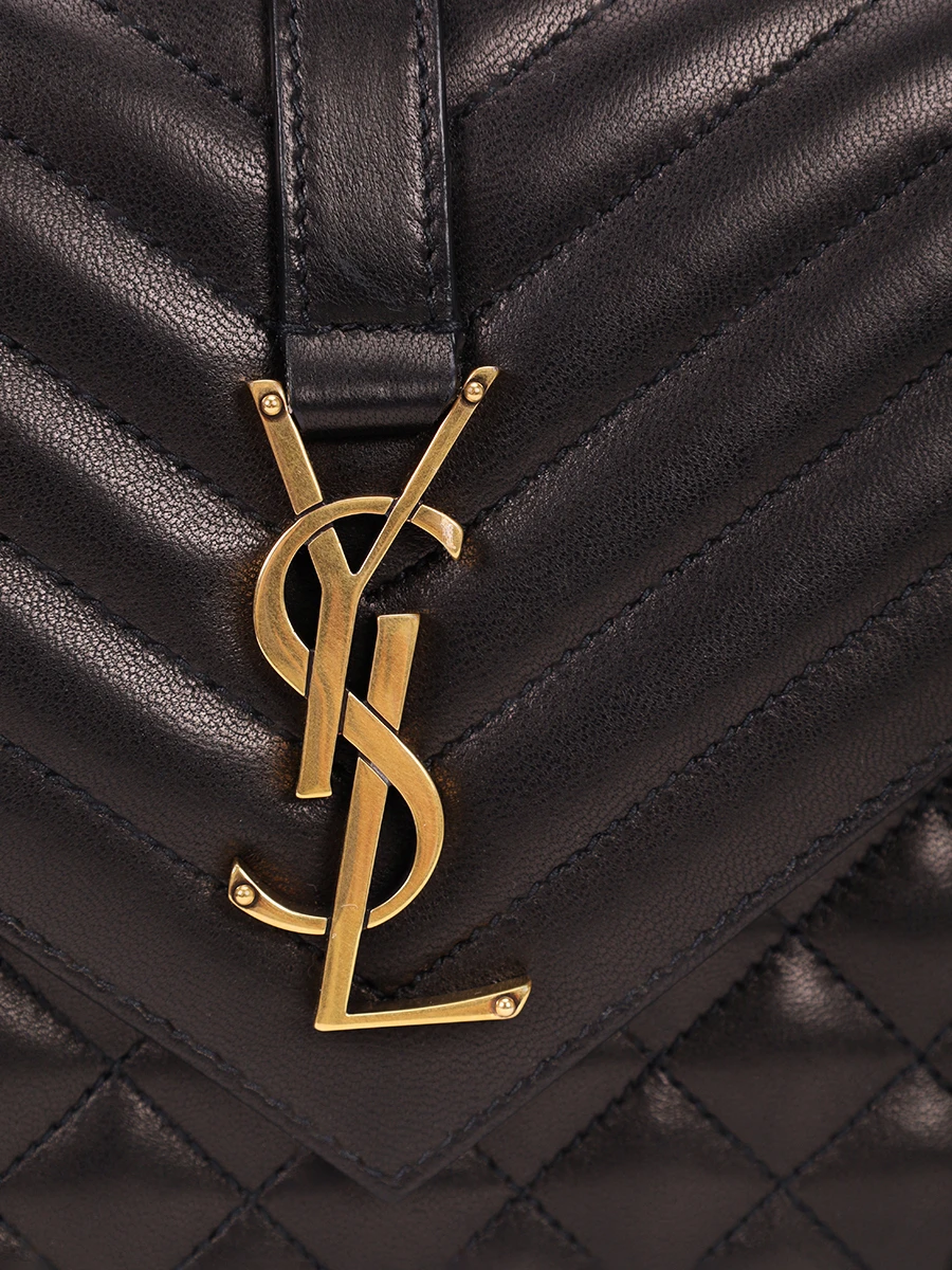 Сумка кожаная Envelope SAINT LAURENT 600185-AACT7-1000 Черный  Фото 6