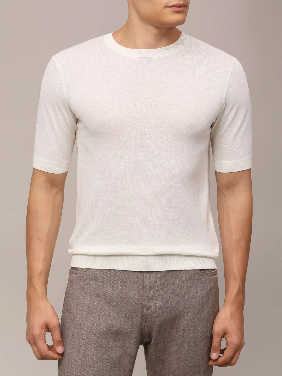 

Футболка из шелка и хлопка, Кремовый, M5425-1033 0125