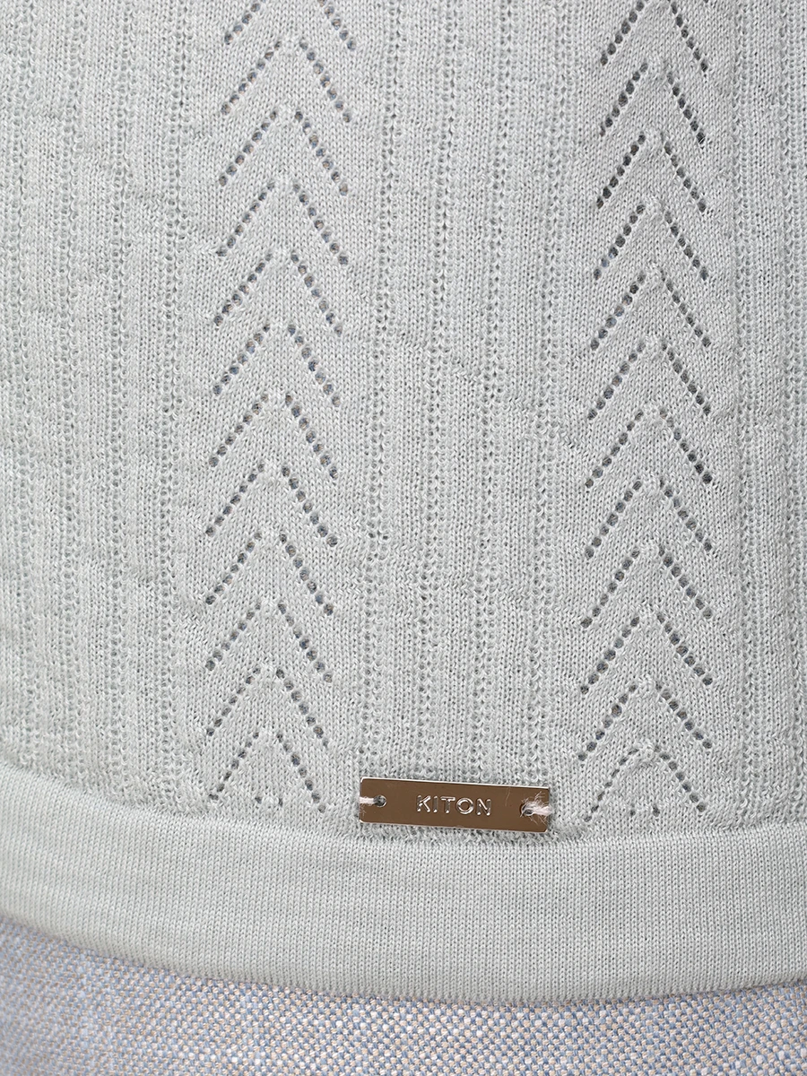 Джемпер из кашемира и шелка KITON D5972112439000 Голубой  Фото 6