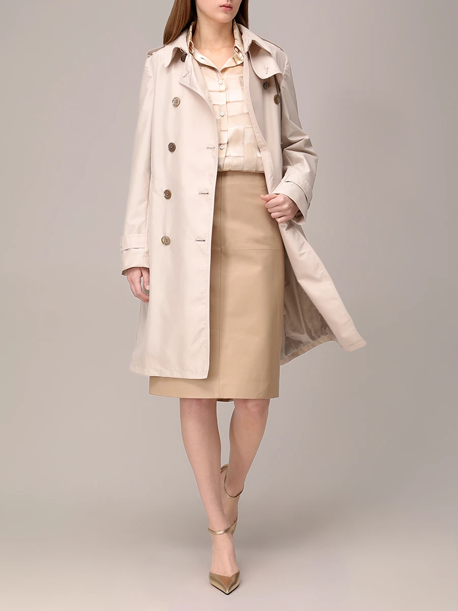 Юбка кожаная KITON D59272K0920F02003 Бежевый  Фото 2