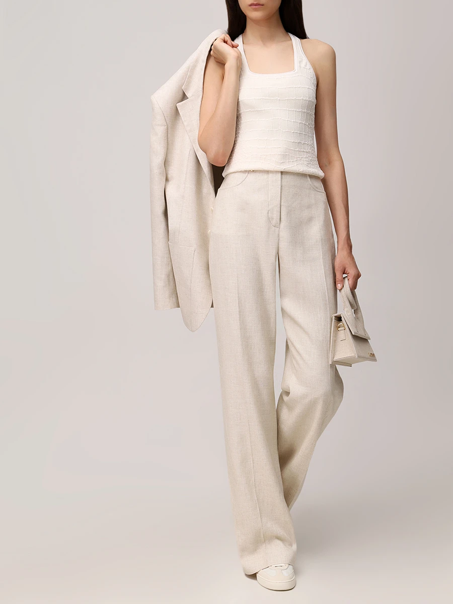 Майка из вискозы JACQUEMUS 251KN5872429 110 Бежевый  Фото 3