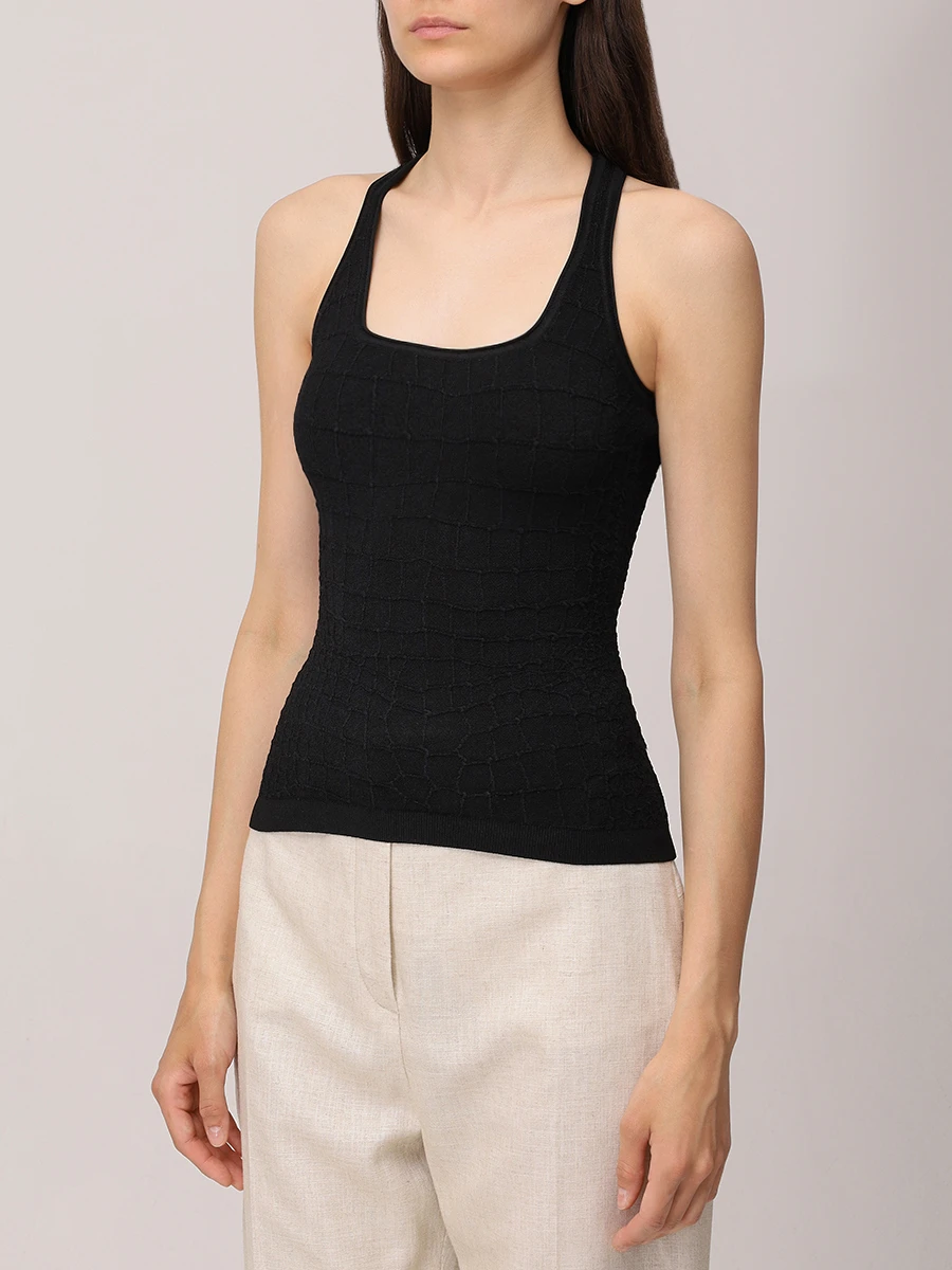Майка из вискозы JACQUEMUS 251KN5872429 990 Черный  Фото 4