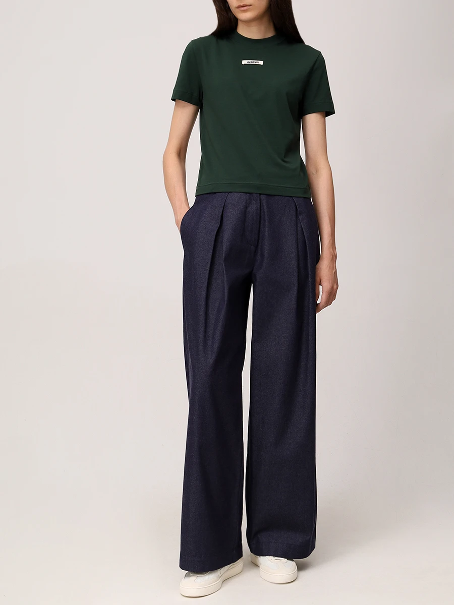 Футболка хлопковая JACQUEMUS 241JS1332031 591 Зеленый  Фото 2