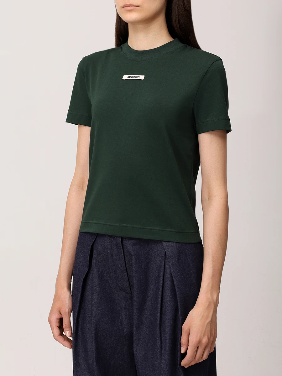 Футболка хлопковая JACQUEMUS 241JS1332031 591 Зеленый  Фото 4