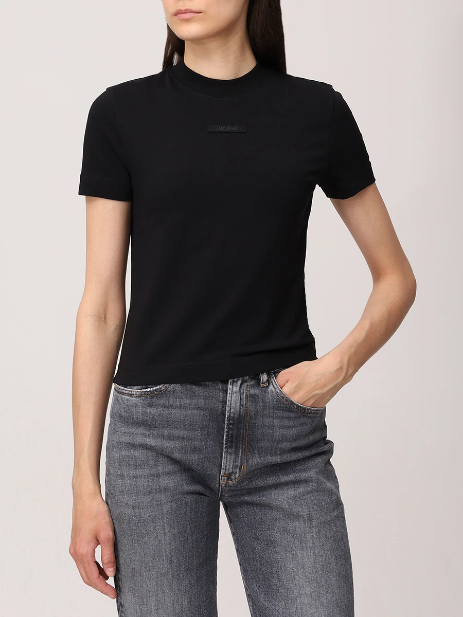Футболка хлопковая JACQUEMUS 241JS1332031 990 Черный  Фото 4