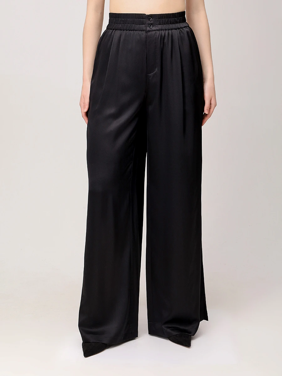 Брюки шелковые JACOB LEE WPS015SS25B Черный  Фото 4