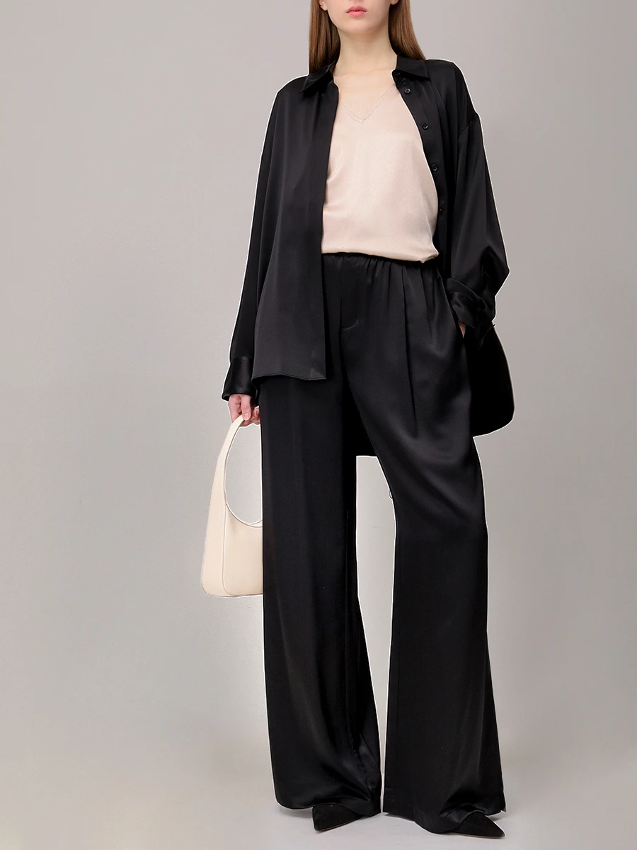 

Блуза шелковая, Черный, WSS020SS25B