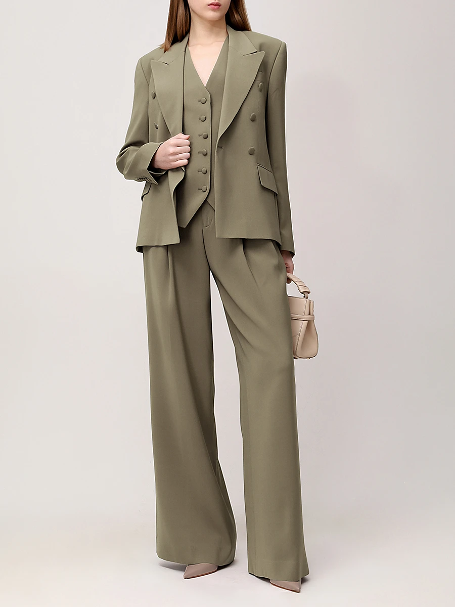 Брюки шелковые JACOB LEE WTP056SS25 SCLO Зеленый  Фото 2