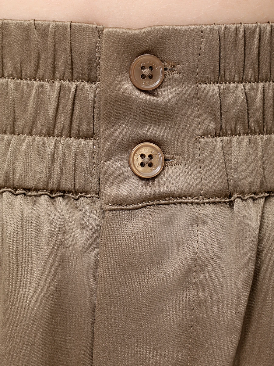 

Брюки шелковые, Зеленый, WPS015SS25LO